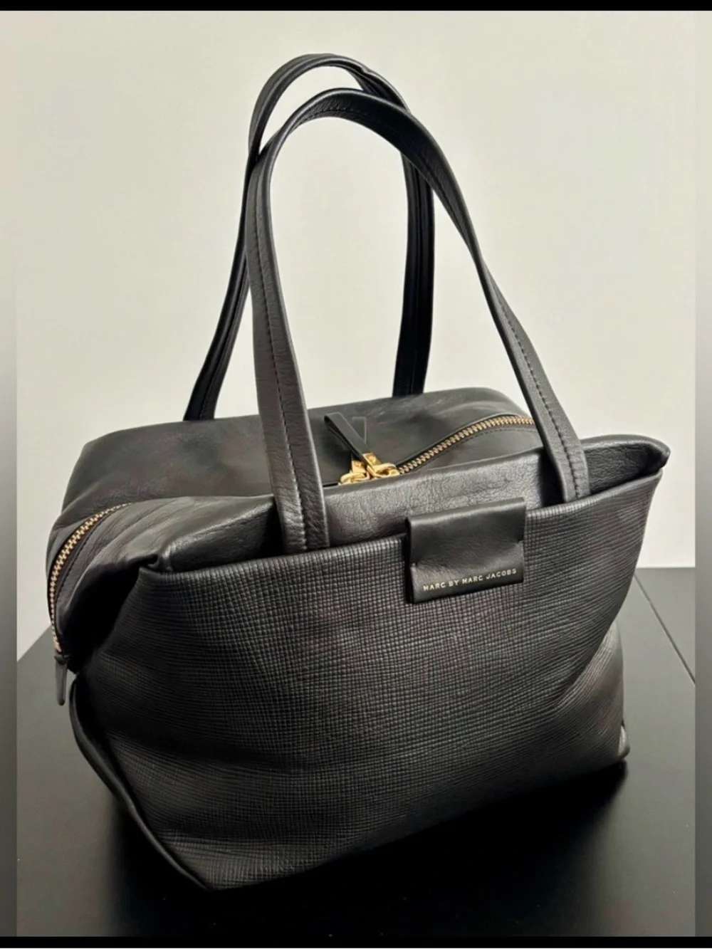 Marc by Marc Jacobs Black Textured Leather Satchel
